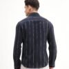 Rare Rabbit Men's Beymen Navy Cotton Striped Print Regular Fit Full Sleeve Collared Shirt