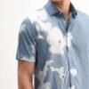 Rare Rabbit Men's Groti Light Blue Viscose Blend Floral Print Relaxed Fit Half Sleeve Collared Shirt