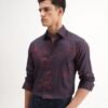 Rare Rabbit Men's Luri Purple Viscose Floral Print Regular Fit Full Sleeve Collared Shirt