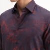 Rare Rabbit Men's Luri Purple Viscose Floral Print Regular Fit Full Sleeve Collared Shirt