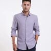 Rare Rabbit Men's Mero-25 Light Purple Viscose Striped Print Regular Fit Full Sleeve Collared Shirt
