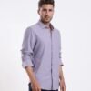 Rare Rabbit Men's Mero-25 Light Purple Viscose Striped Print Regular Fit Full Sleeve Collared Shirt