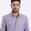 Rare Rabbit Men's Mero-25 Light Purple Viscose Striped Print Regular Fit Full Sleeve Collared Shirt
