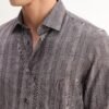 Rare Rabbit Men's Nira Brown Viscose Geometric Print Regular Fit Full Sleeve Collared Shirt