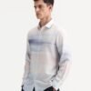 Rare Rabbit Men's Pumot Off White Cotton Blend Abstract Print Regular Fit Full Sleeve Collared Shirt