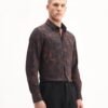 Rare Rabbit Men's Retro Dusky Brown Viscose Blend Abstract Print Regular Fit Full Sleeve Collared Shirt