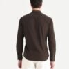 Rare Rabbit Men's Buita Dark Brown Cotton Plain Regular Fit Full Sleeve Collared Shirt