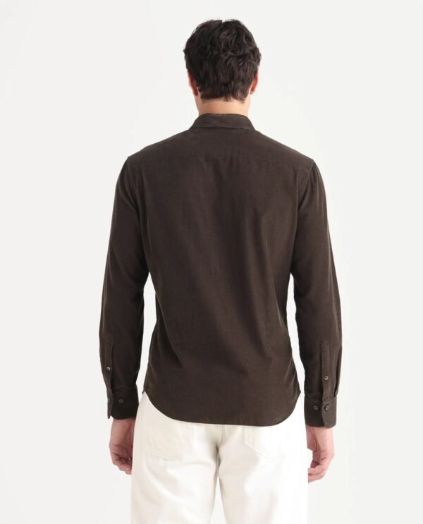 Rare Rabbit Men's Buita Dark Brown Cotton Plain Regular Fit Full Sleeve Collared Shirt