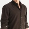 Rare Rabbit Men's Buita Dark Brown Cotton Plain Regular Fit Full Sleeve Collared Shirt