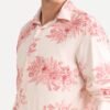 Rare Rabbit Men's Grim-25 Peach Viscose Floral Print Regular Fit Full Sleeve Collared Shirt