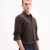 Rare Rabbit Men's Vert-Ls-25 Brown Cotton Plain Regular Fit Full Sleeve Collared Shirt